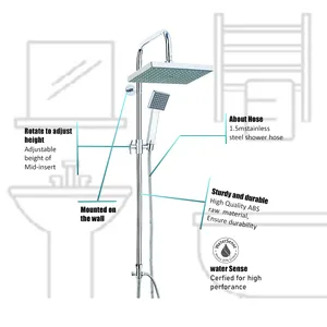 Rain Shower System Set Rainfall Shower Head with Handheld Spray Bathroom Shower Faucet