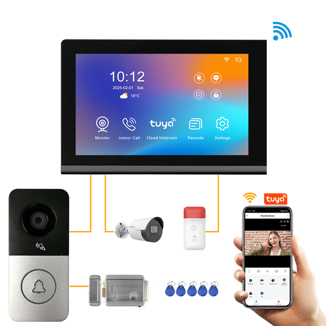 2026 New IP Video Intecom Camera Doorbell with 7 Inch HD Screen Tuya Smart Video Doorphone Intercom System for Home Villa