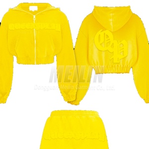 Women Two Piece <b>Suits</b> Distressed Patch logo Clothing Manufacturers Custom Hoodie Set and Sweatpants Set Women Sweatsuit - Product Image 2