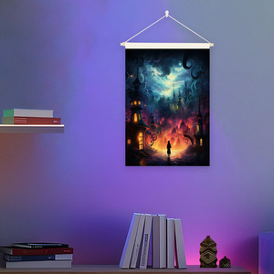 ผ้าแขวนผนังลายป่าเวทมนตร์เรืองแสงในที่มืด แบบสั่งทำได้ พร้อมโลโก้  ลายพิเศษ  สำหรับตกแต่งบ้าน สไตล์ฮิปปี้  ใช้กับแสงแบล็คไลท์ - Product Image 6