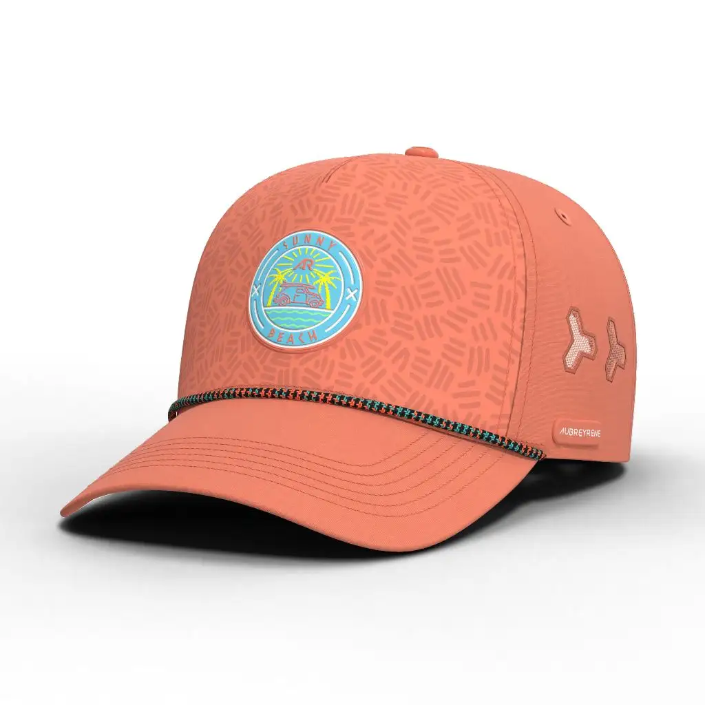 卸売カスタム高品質スパンデックス5パネル調節可能なメッシュ切断穴あき穴プリントロゴ野球帽帽子