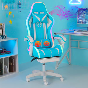 AJUNION Chaise de jeu avec haut-parleurs Bluetooth et lumières LED RGB Chaise inclinable ergonomique avec oreiller lombaire <span class=keywords><strong>vibrant</strong></span> - Product Image 4