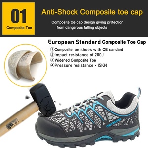 Zapatos de Seguridad para Hombre, Diseño OEM, para Senderismo, Corte Bajo, Parte Superior de KPU, Absorción de Impactos, Suela de Goma EVA, Protección Contra Pinchazos, Puntera de Fibra de Vidrio EU - Product Image 4