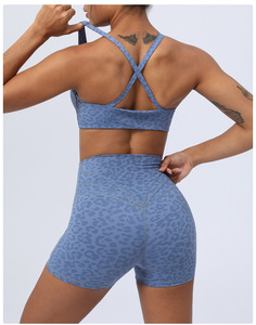 Set Yoga Motif Cheetah Push Up Butt Scrunch Cross Back Gym Fitness 2 Potong Pakaian Olahraga Cepat Kering Bahan Nylon Spandex - Product Image 6