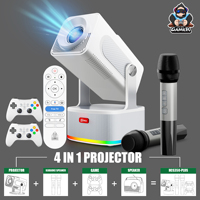 Proyector de Juegos Portátil Recargable LCD LED 4 en 1 LR HCS350 Plus 4K, 450 Lúmenes, 2G 8GB de Almacenamiento, Android 11 5.0, Zoom Automático, 3D