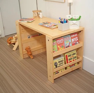 Bureau multifonctionnel pour tout-petits Table Montessori pour enfants Table de rangement en bois pour bricolage Bureau Montessori pour enfants avec étagère - Product Image 3