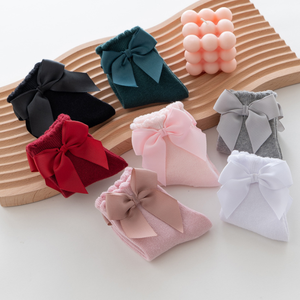 Nouvel ensemble de chaussettes pour bébé fille Printemps 2022, style princesse avec grand nœud, en coton, populaires pour nouveau-nés et enfants - Product Image 5