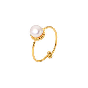 Wholesale Minimalist Fashion Jewelry <b>Rings</b> Adjustable Women Classic Stainless Steel Freshwater <b>Pearl</b> <b>Ring</b> - Product Image 6