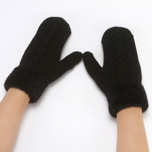 F-094 nouveau Offre Spéciale <span class=keywords><strong>mitaines</strong></span> en tricot torsadé doux et chaud avec doublure polaire femmes filles gants en laine et <span class=keywords><strong>mitaines</strong></span> gants de cyclisme d'hiver - Product Image 5
