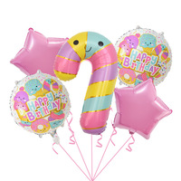 Ballons en aluminium en forme de bonbons glacés de dessin animé mignons, 5 pièces, beignets, décoration de fête d'anniversaire, de remise de diplôme, de Noël, du Nouvel An