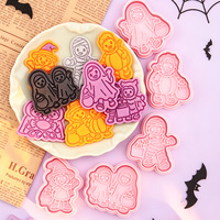 Emporte-pièces en plastique pour enfants, série Halloween, forme de lune 3D, éco-responsables, pour pâte à modeler DIY, impression simulation, 2 pièces