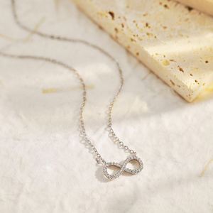 Dylam New Designer Women Fine Jewelry Daily Non Tarnish S925 Silver Rhodium <b>Rose</b> Gold Zirconia <b>Infinity</b> Symbol Pendant Necklace - Product Image 4