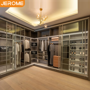 Fabriqué en Chine Usine Personnalisée Luxe Moderne Chambre à coucher Cadre en alliage d'aluminium <span class=keywords><strong>Porte</strong></span> <span class=keywords><strong>coulissante</strong></span> en verre Vêtements Promenade dans le placard Armoire - Product Image 1
