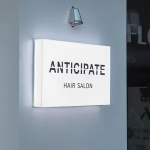 Papan reklame Logo huruf 3D dinding papan nama luar ruangan akrilik putih papan kotak lampu LED 3D papan bingkai lampu iklan