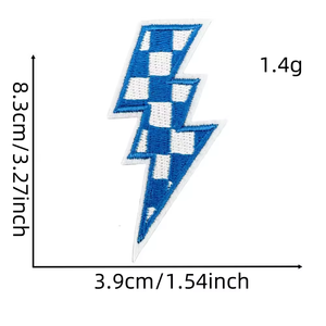 Patchs thermocollants personnalisés motif éclair à carreaux, broderie multicolore pour casquettes de camionneur, vestes, jeans, accessoires DIY - Product Image 2