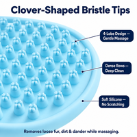 Brosse de bain pour animaux en caoutchouc thermoplastique, à porter à la main, pour shampoing canin, outil de massage et de toilettage, poils en forme de trèfle, sangle réglable