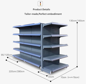 Grandes étagères Conception standard Hypermarché Gondole Rayonnage Poinçonnage Panneau arrière Étagère - Product Image 6