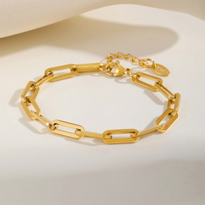 Bracelet chaîne à maillons cubains plaqué or 18 carats hypoallergénique pour couples <span class=keywords><strong>cadeau</strong></span> de <span class=keywords><strong>luxe</strong></span> réglable avec fermoir sécurisé - Product Image 4