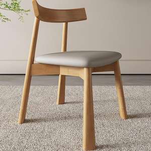 Silla de Comedor de Madera Maciza, Estilo Nórdico Moderno Minimalista, Tapicería Suave de Estilo Italiano, Silla de Respaldo de Lujo Ligero para Hogar, Hotel, Restaurante - Product Image 4