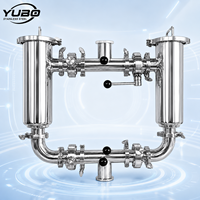 Boîtier de filtre à air duplex à service continu en acier inoxydable, unité de filtration de gaz en ligne pour systèmes pneumatiques industriels, fournisseur OEM