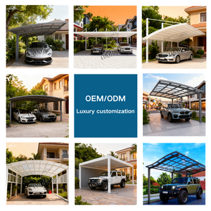 <span class=keywords><strong>Garage</strong></span> moderne de luxe en alliage d'aluminium avec toit arqué durable et imperméable pour 2 voitures, idéal pour les maisons et villas haut de gamme - Product Image 5