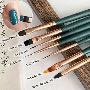 Ensemble de pinceaux à ongles avec manche en bois, poils en nylon denses, forme ovale, qualité salon, pour la coloration du vernis gel et la peinture d'art sur les ongles - Product Image 2