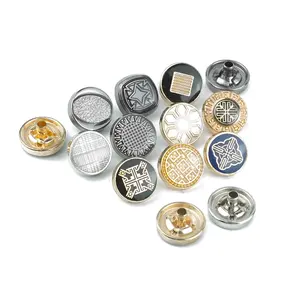 Jinyi nút nhà máy OEM ODM Kẽm hợp kim bấm nút kim loại Snap Nút biểu tượng tùy chỉnh cho quần áo