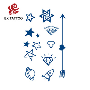 Tatouages semi-permanents BXTAT au jus de Genipa bleu, textes « Je t'aime pour toujours », émoticônes pour fêtes d'enfants, petites roses, papillons GZ241 à 246 - Product Image 3