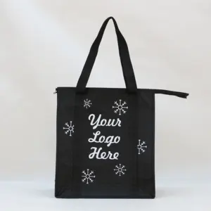 Folding Custom hot pressed non woven insulated tote cooler bag insulated grocery shopping bags