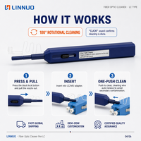 Stylo de nettoyage de fibres optiques LC 1,25 mm, outil de nettoyage en un clic pour connecteurs LC MU UPC APC, 800+ nettoyages, FTTH FTTX (lot de 1)