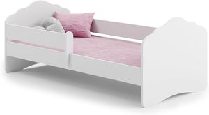 <span class=keywords><strong>Lit</strong></span> simple pour enfant blanc 140x70 cm <span class=keywords><strong>lit</strong></span> bébé en bois massif avec cadre de matelas et barrière pour meubles de chambre garçons filles - Product Image 2