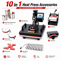 Mesin Cetak Kaos 10 in 1 Combo Heat Press Sublimasi untuk Kaos, Topi, Sepatu, Pulpen, dan Casing Ponsel