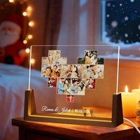 Lampe LED créative personnalisée en forme de U avec base en bois et décoration de bureau en acrylique, cadeau créatif, base de lampe en bois