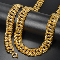 Ensemble collier et bracelet en chaîne à maillons épais en cuivre plaqué or 18 carats, classique et luxueux, pour femmes, cadeau de mariage, de fiançailles ou de fête