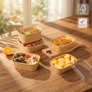 Contenedor de Alimentos de Papel Kraft con Certificación FSC y BRC, con Tapa Antivaho a Prueba de Fugas para Restaurantes, Preparación de Comidas, Comida para Llevar y Entrega a Domicilio - Product Image 1