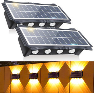 Lámpara de pared solar impermeable con iluminación ascendente y descendente, de bajo consumo, para decoración exterior de jardín, patio, camino. - Product Image 5