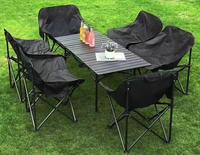Ensemble de meubles de camping pliables portables d'extérieur : 6 chaises lune avec table pliante pour pique-nique, plage, voyage, randonnée