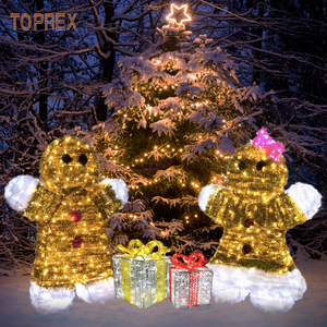 3D ngoài trời lớn Gingerbread House Motif đèn giáng sinh vui vẻ wireframe LED thắp sáng bánh gừng người đàn ông cậu bé và cô gái đèn - Product Image 2