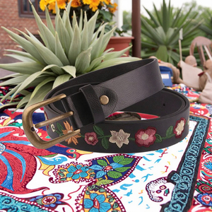 <span class=keywords><strong>2025</strong></span> Xu hướng thiết kế chính hãng da hoa màu hoa thêu vành đai cho phụ nữ - Product Image 3