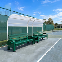 Banc de repos double combiné en métal, couleur personnalisée, pour équipe, avec table centrale intégrée, pour projets de terrains de sport