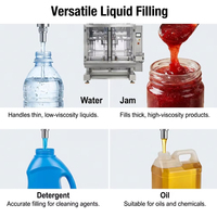 Machine de remplissage liquide compacte, stable et efficace, entièrement automatique, pour huile, beurre de cacahuète, lait, chocolat, détergent, en gobelets et bouteilles