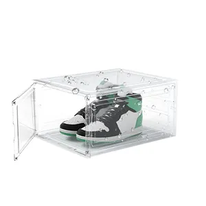Akrilik kutu ayakkabı şeffaf DIY istifleme akrilik cam temizle Sneaker kutusu ayakkabı kutu ekran vaka