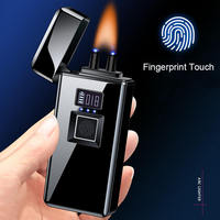 KY Métal Extérieur Coupe-Vent Plasma Usb Briquet Détection D'empreintes Digitales Intelligent Rechargeable Briquet Électrique pour Cigare