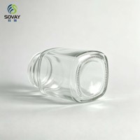 Pot en verre carré transparent de 200 ml, avec col fileté, récipient vide de qualité alimentaire pour sauces artisanales, légumes marinés et mélanges d'épices