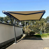 Auvent pliant de luxe 5x4M 6x4M à cadre en aluminium rétractable manuel pour patio, balcon, terrasse, jardin extérieur, cour