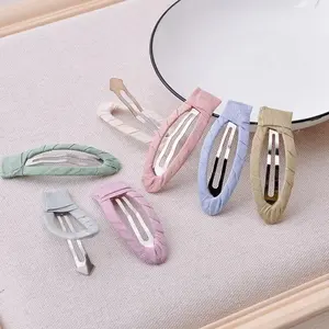 DIY all covered fabric snap clips for kids,oval shape thick hair bb clips bow flower accessories