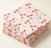 Serviettes en papier jetables 3 plis à motif cerise rose, jolies serviettes à motif de fruits, décoration de table pour fête d'anniversaire