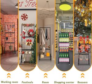 แผงแสดงสินค้าแบบกริดแผงผนังแบบพับได้พร้อมล้อเบรคสำหรับงานฝีมือ - Product Image 5