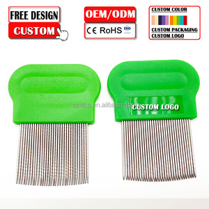 Peigne à <span class=keywords><strong>poux</strong></span> personnalisé en acier inoxydable <span class=keywords><strong>efficace</strong></span> pour éliminer les <span class=keywords><strong>poux</strong></span> avec grand manche long pour les animaux domestiques Peigne à puces - Product Image 1