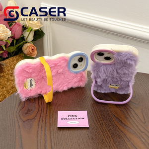 Otoño Invierno <span class=keywords><strong>chica</strong></span> piel sensación funda de teléfono móvil para iPhone 13 14 15 16 Pro Max piel Color sólido etiqueta <span class=keywords><strong>Invisible</strong></span> soporte funda de teléfono - Product Image 2